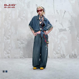 BJHG不计后果凉感天丝仿牛仔裤女夏季轻薄复古做旧直筒阔腿休闲裤