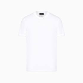 EMPORIO ARMANI 阿玛尼 男士提花徽标平纹针织圆领短袖T恤 白色 8N1TD2 1JGYZ 0146
