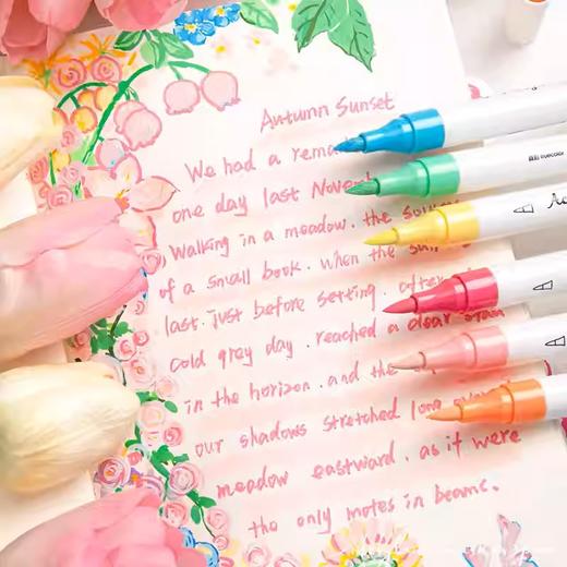 【色彩清晰，持久耐用】双头马克笔 丙烯可叠色 儿童专用彩绘笔 小学生diy专用美术画笔-QQ 商品图2