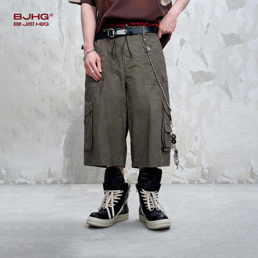 BJHG不计后果废土风工装短裤男夏季潮流新品大口袋街头休闲七分裤 商品图3