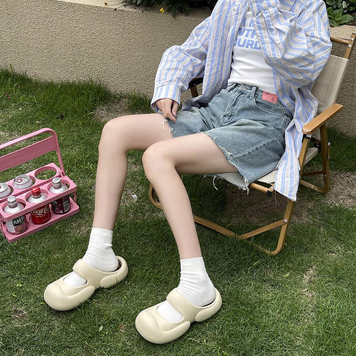 包头拖鞋女夏季新款洞洞鞋外穿增高网红厚底防滑沙滩踩屎感凉拖鞋 商品图3