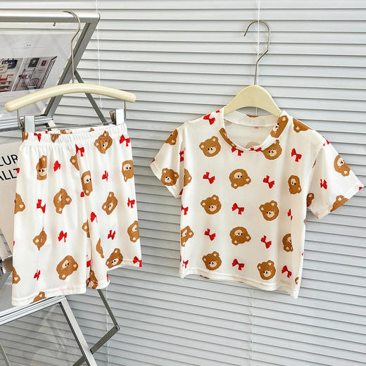 39.9任选2套【儿童夏季冰丝套装】儿童短袖短裤睡衣套装夏季冰丝卡通家居服宝弹力冰感空调服#异业福利 商品图1