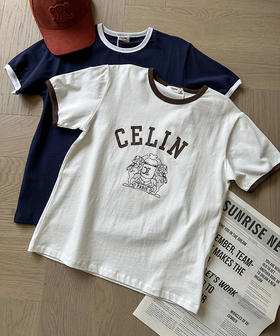 THS-限时 塞琳家 女士撞色字母印花T恤 2色 BH2588