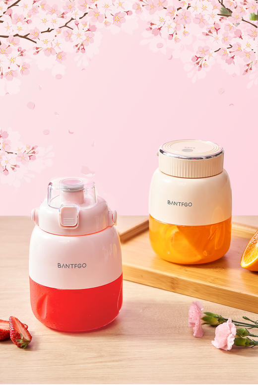 【新升级 双盖畅饮】坂田釜作果汁桶 升级20叶刀头 强动力真碎冰 果汁细腻无渣感  一杯双盖 满电可榨10杯 无线长续航 便携挽手 可拆洗SCL-JC02 商品图5