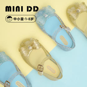 MINIDD果冻可爱女童沙滩鞋透气宝宝凉鞋5525-烫金蝴蝶结