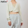 AddOne+1New小众设计瑜伽时尚V领系扣天丝针织空调衫短款长袖外搭 商品缩略图4