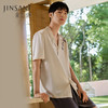 【水墨竹影】重磅真丝睡衣男新中式印花短袖短裤衣裤套家居服金三塔  YSMFA401 商品缩略图0