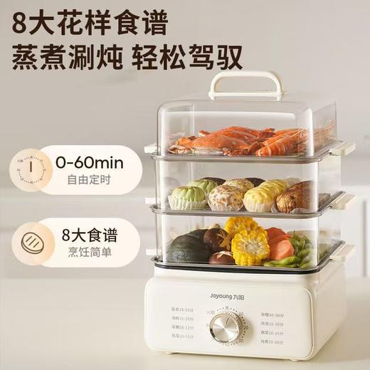 九阳电蒸锅多功能家用三层四层定时蒸汽锅不锈钢大容量蒸箱 商品图3