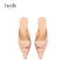 heelz设计师女鞋｜H小猫跟手工翻折花朵穆勒鞋4.5公分 商品缩略图2