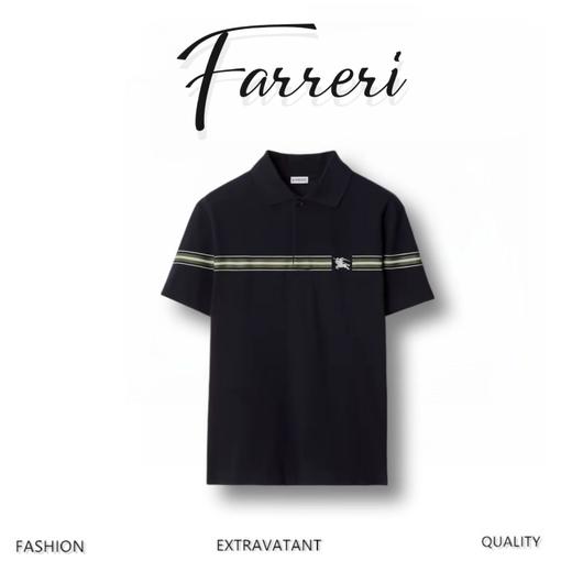 巴家 条纹微章短袖Polo衫 商品图0