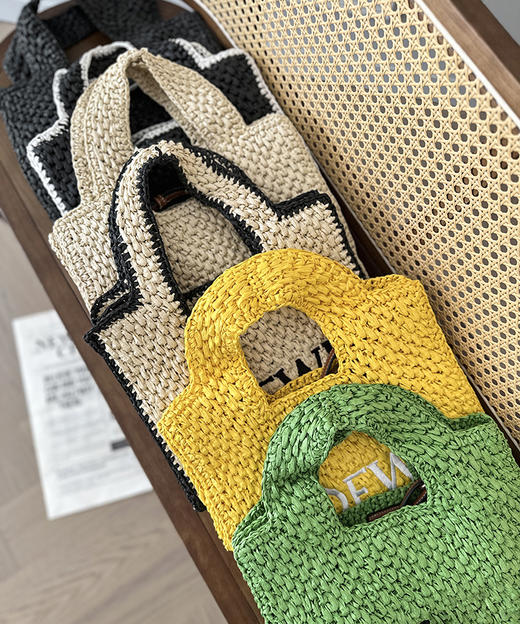 现货 THS-限时 loe家 草编托特包 可腋下可斜挎拉菲草夏日风情包 6色 CQ1394 商品图2