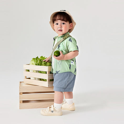 【纯棉】迷你巴拉男童亲肤透气不闷汗萌趣恐龙短袖衬衫夏新款 商品图2