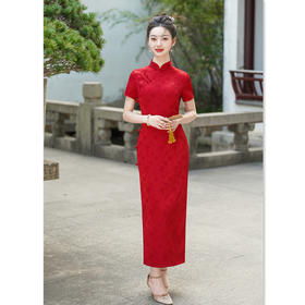 GX订婚改良现代旗袍2025夏季新款红红火火回门结婚宴修身气质旗袍裙