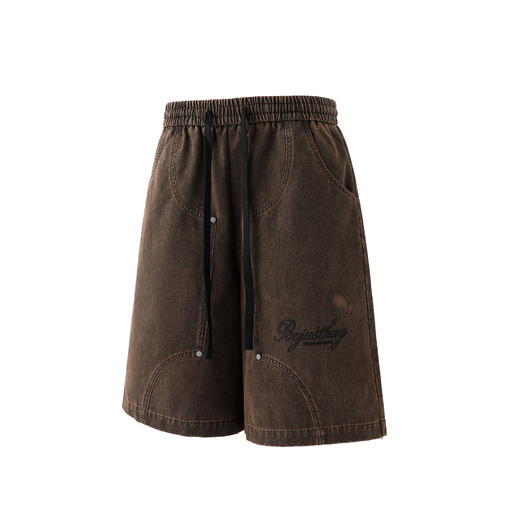 BJHG不计后果重磅仿麂皮绒休闲短裤男夏季潮牌美式水洗运动五分裤 商品图3