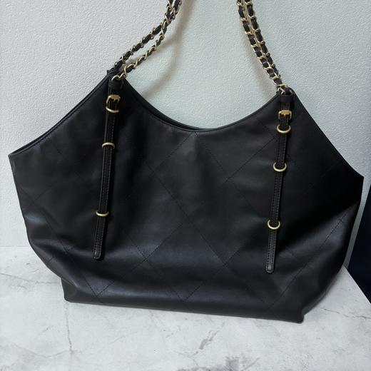 CHANEL香奈儿 25S 菱格纹设计皮穿链肩带 小牛皮 单肩包 女款 黑色（HH） 商品图5