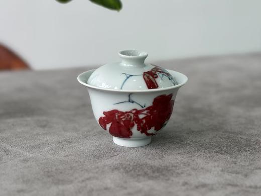 【家有好器】景德镇青花釉里红写意花鸟二才盖碗《鸟极啼芳》 商品图0