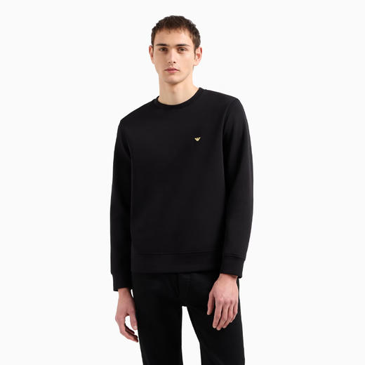 【二】EMPORIO ARMANI 阿玛尼 男士小鹰刺绣徽标混纺棉质针织衫 黑色 EM001700 AF10013 MC184 商品图1