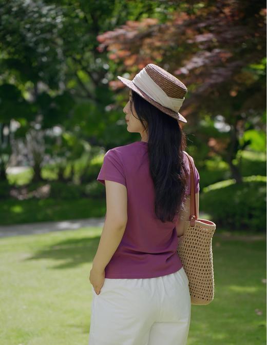 橙子定制高端时装棉 正肩圆领基础百搭T恤  久穿耐洗不垮 盛夏舒适透气不粘 品质气质T 商品图4