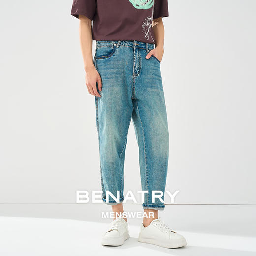 贝纳川春夏季锥形蓝色牛仔裤ECT230003776 商品图0