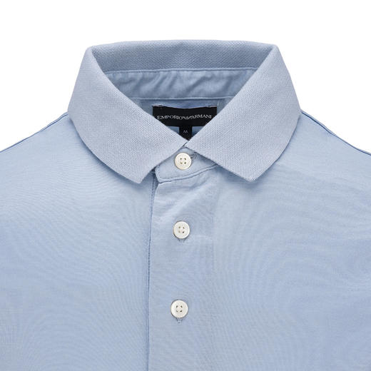 EMPORIO ARMANI 阿玛尼 男士小鹰徽标刺绣莱赛尔混纺短袖polo衫 浅蓝色 8N1F98 1JUVZ U9378 商品图2