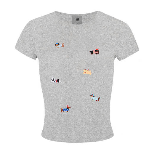 FDR官方店 创意小狗印花修身T恤女夏季美式辣妹短袖体恤上衣 商品图4