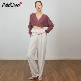 AddOne+1New小众设计瑜伽时尚V领系扣天丝针织空调衫短款长袖外搭