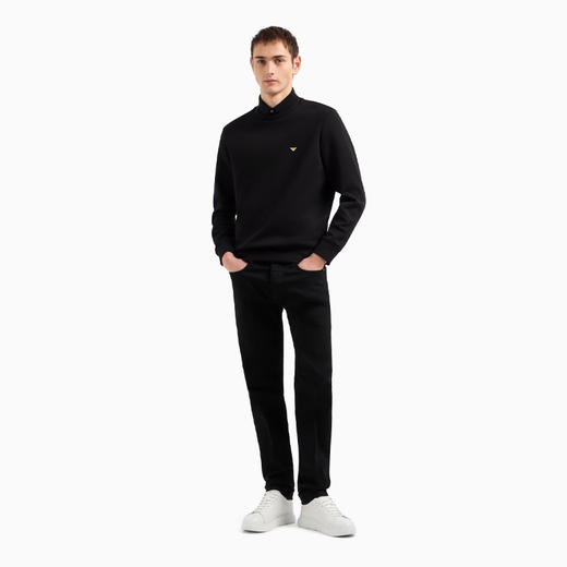 【二】EMPORIO ARMANI 阿玛尼 男士小鹰刺绣徽标混纺棉质针织衫 黑色 EM001700 AF10013 MC184 商品图3
