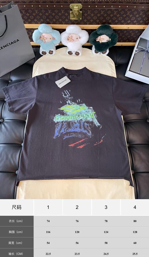 B家 做旧字母T恤 商品图1