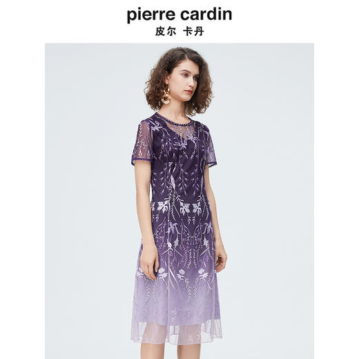 [皮尔卡丹女装]迪安诺女装毛针织衫黑白条纹花色短袖针织外穿内搭 商品图1