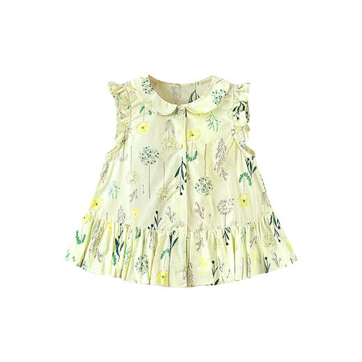 【纯棉透气】迷你巴拉女童不闷汗甜美娃娃领碎花无袖衬衫夏季 商品图4