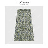 【旷野的风】100%人丝法式印花撞色褶皱感松紧腰半身裙 W-62930 商品缩略图1