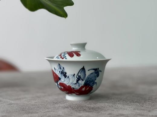 【家有好器】景德镇青花釉里红写意花鸟二才盖碗《鸟极啼芳》 商品图1