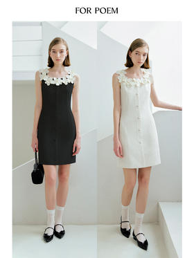 ForPoem 现货 25/SS原创设计收腰显瘦重工立体花无袖连衣裙