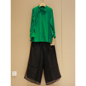 斜襟衬衫(24810953-水龙吟)+阔腿裤（20709381-京元）