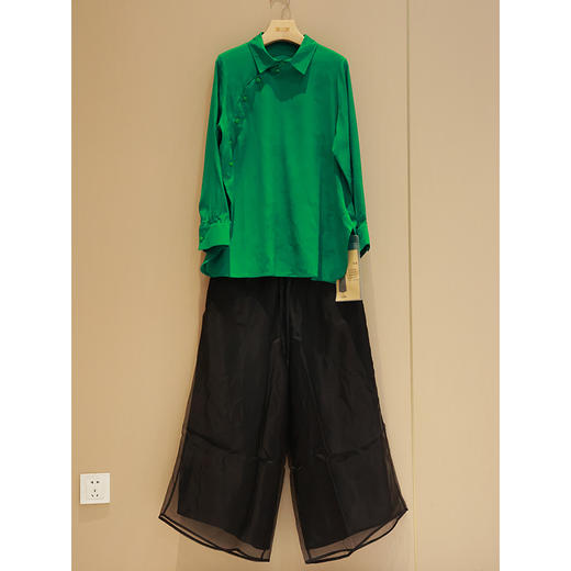 斜襟衬衫(24810953-水龙吟)+阔腿裤（20709381-京元） 商品图0