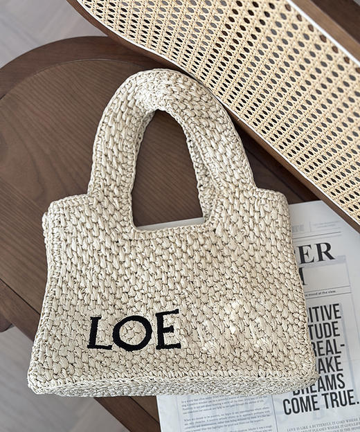 现货 THS-限时 loe家 草编托特包 可腋下可斜挎拉菲草夏日风情包 6色 CQ1394 商品图3