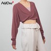 AddOne+1New小众设计瑜伽时尚V领系扣天丝针织空调衫短款长袖外搭 商品缩略图2