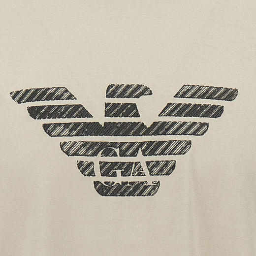 EMPORIO ARMANI 阿玛尼 男士小鹰徽标印花棉质圆领短袖T恤 米色 EM001026 AF13669 M1054 商品图3