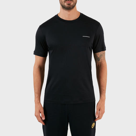 EMPORIO ARMANI 阿玛尼 男士字母徽标莱赛尔混纺圆领短袖T恤 深蓝色 8N1TD8 1JUVZ 0920 商品图0