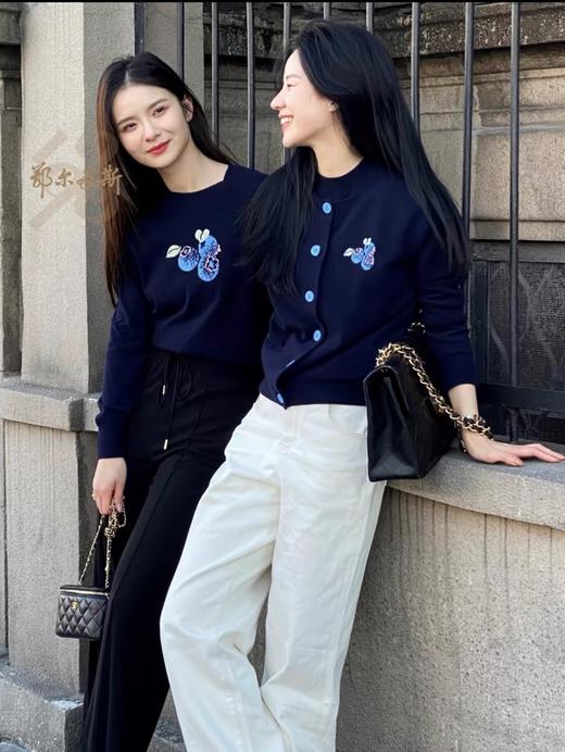 超细100纯羊毛水果绣开衫毛衫 商品图2