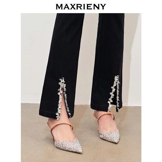 【银河精灵-商场同款】MAXRIENY亮片珠绣开衩休闲裤女修身裤子(货号:MC85PA271) 商品图2
