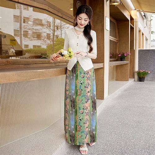 夏季法式浪漫氛围感穿搭设计款冰丝＋油画半裙两件套YBER129 商品图4