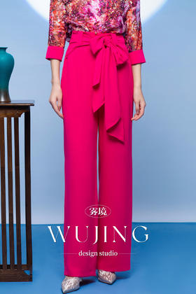 3205216 瑰意玫粉 进口纹理蜂窝缎裤子 雾境