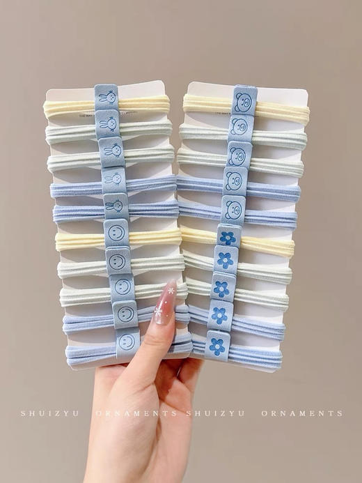 【家居百货】上新啦!	奶油天蓝色发圈40件套!这款儿童高弹力发绳，可爱又实用，扎头发不勒头，轻松打造韩系小公主造型。 商品图5