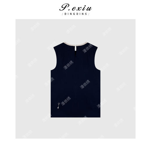 04-3潘依绣丁丁宠粉PanYiXiu/潘依绣【独家童话】100%亚麻复古蓝重工刺绣背心裙W-62320 商品图2