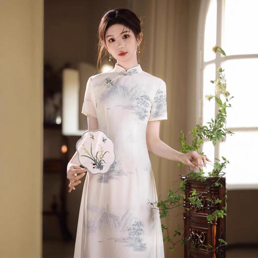 奥黛双层新中式高级感优雅旗袍SJT763 商品图2