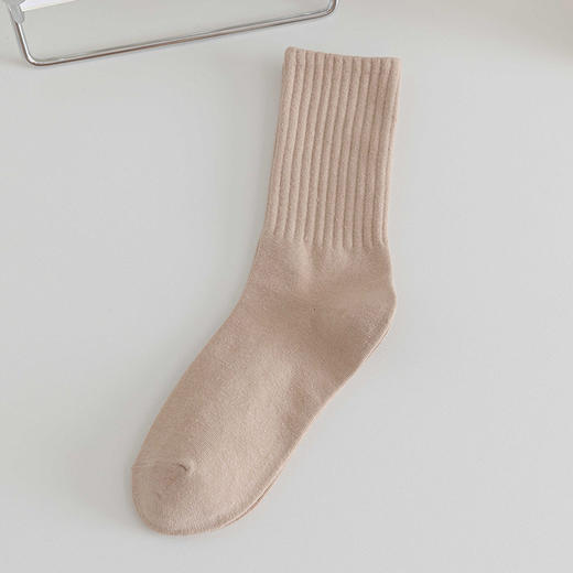 【女士束腰中筒袜】女士半抽条中长袜秋冬厚款保暖女棉袜纯色高筒袜子 商品图4