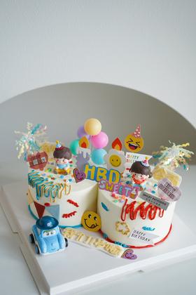 主题奶油蛋糕 | 鲜果原味奶油 - 龙凤胎