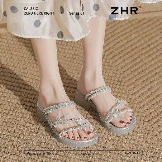 ZHR则则蝴蝶水钻平底凉鞋女鞋2025新款时髦舒适透气耐穿百搭拖鞋 商品图8
