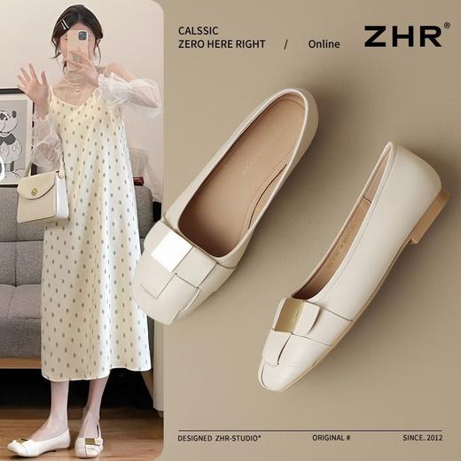 ZHR则则复古浅口单鞋2025新款轻便超软女鞋一脚蹬平底豆豆鞋通勤 商品图1